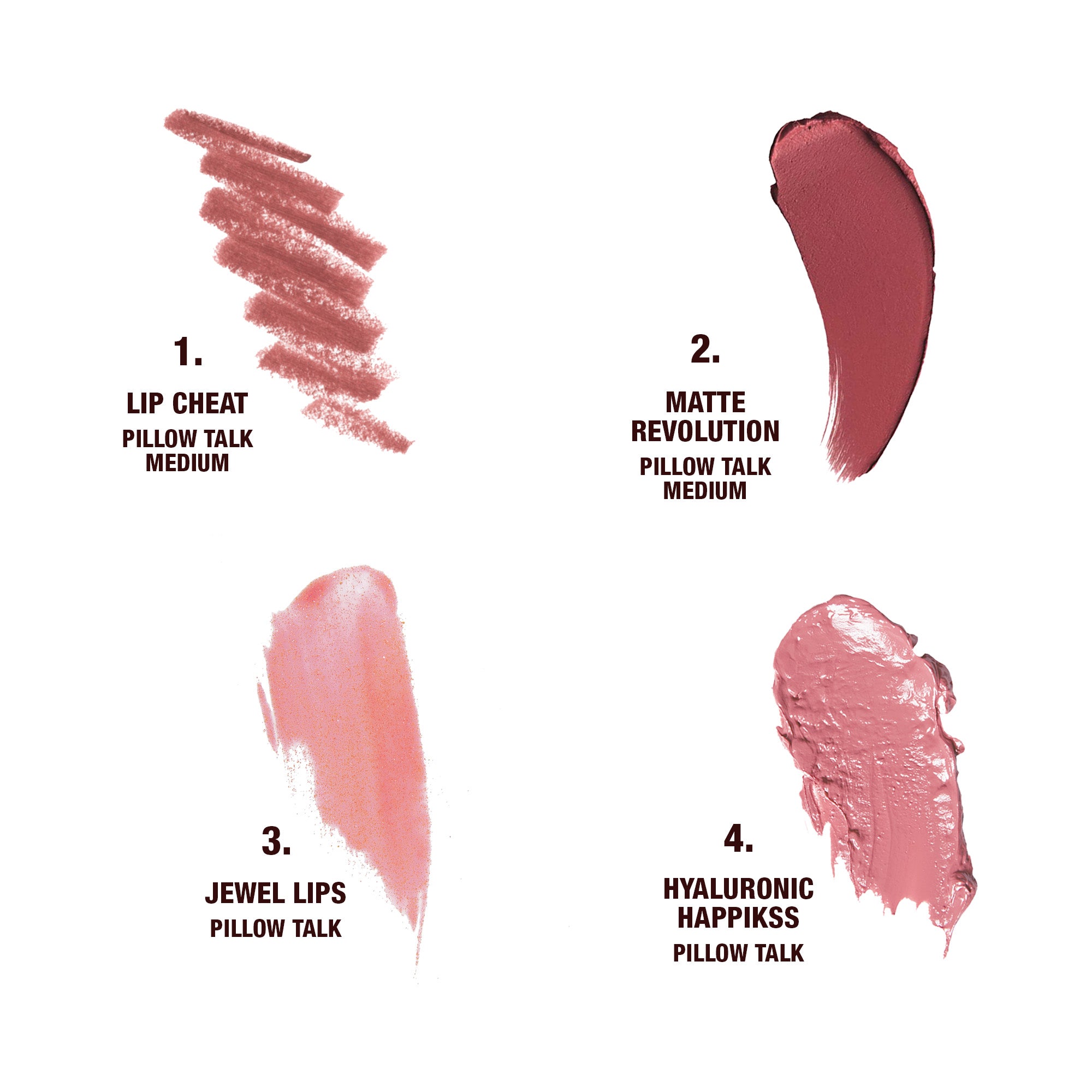 *PREORDEN: Pillow Talk Lip Wardrobe Set - Charlotte Tilbury / Kit de 4 piezas para labios