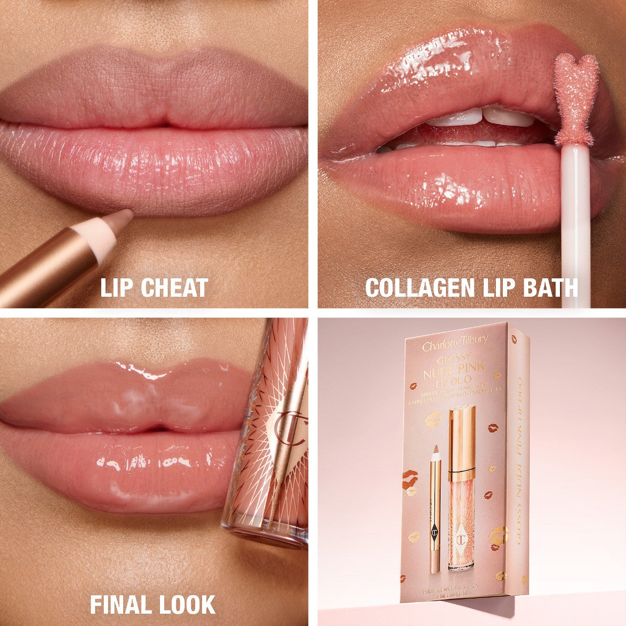 Mini Glossy Pink Lip Gloss + Lip Liner Set - Charlotte Tilbury / Set de labios gloss + lapiz