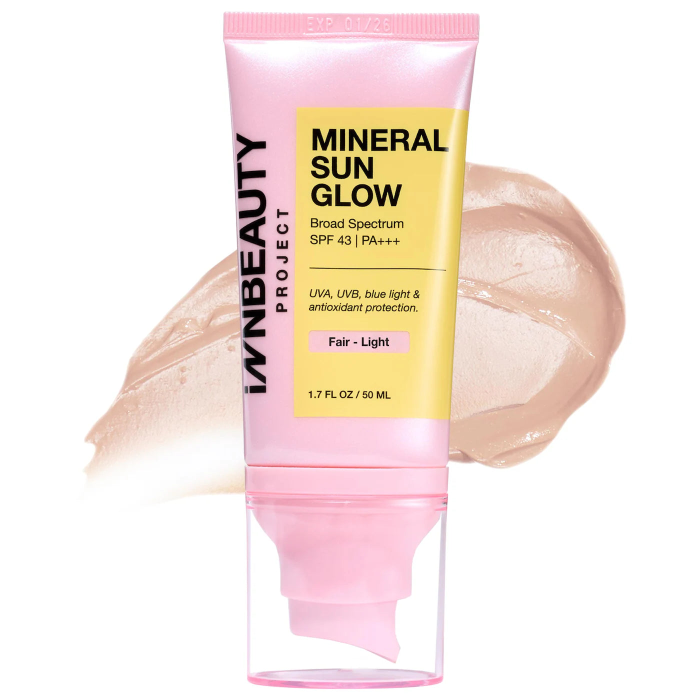 Mineral Sun Glow Broad Spectrum SPF 43 PA +++ with Peptides and Vitamin C - iNNBEAUTY PROJECT / Protector solar mineral en gel-crema