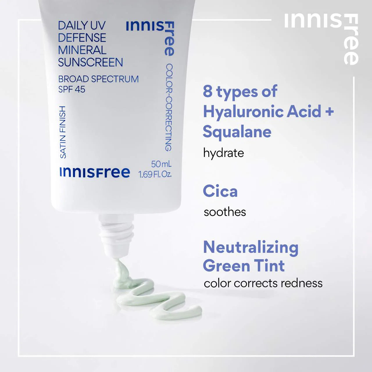 *PREORDEN: Daily UV Defense Mineral Sunscreen Broad Spectrum SPF 45 - innisfree / Protector solar mineral calma, protege y neutraliza rojeces