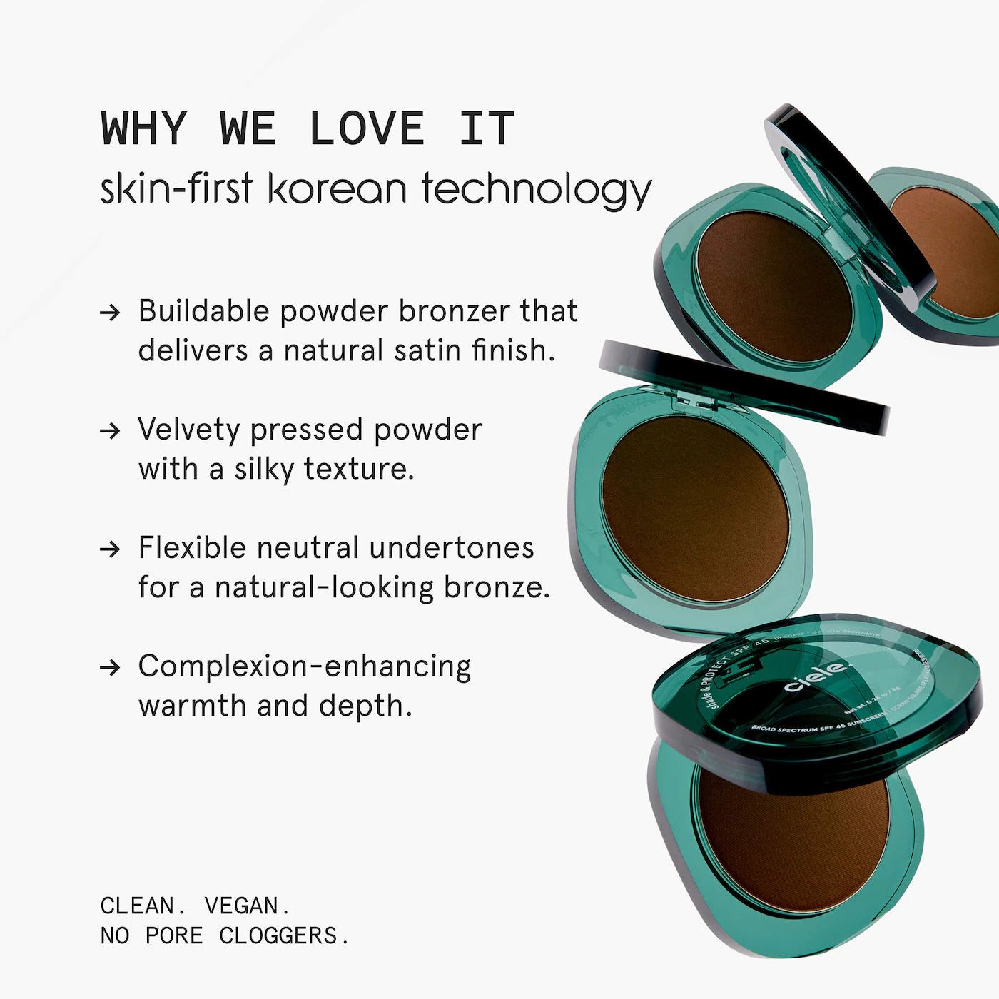 *PREORDEN: shade & PROTECT SPF 45+ powder bronzer - ciele / Bronzer con protector solar
