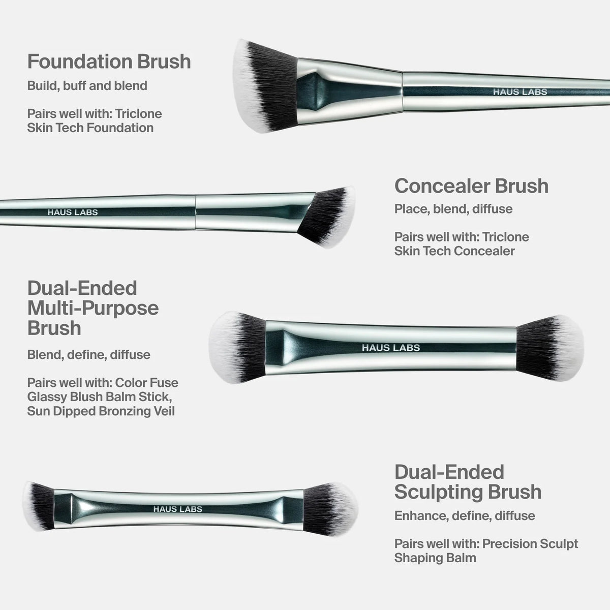 *PREORDEN: Complexion Brush Set - Haus Labs / Set de brochas *Ed. Limitada