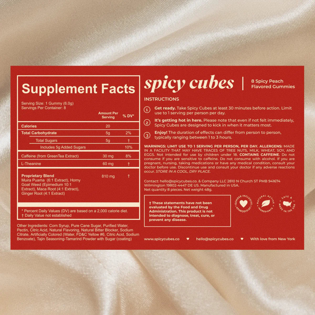 *PREORDEN: 8 Hot Peach flavored aphrodisiac delights - Spicy cubes / Gomitas para despertar la energía en la intimidad