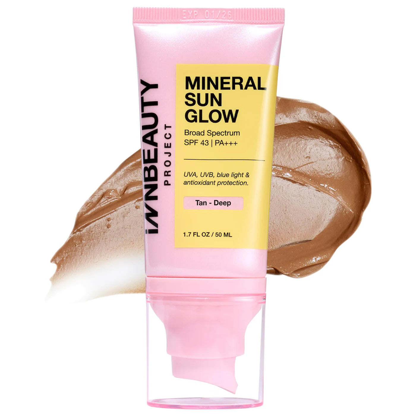 Mineral Sun Glow Broad Spectrum SPF 43 PA +++ with Peptides and Vitamin C - iNNBEAUTY PROJECT / Protector solar mineral en gel-crema