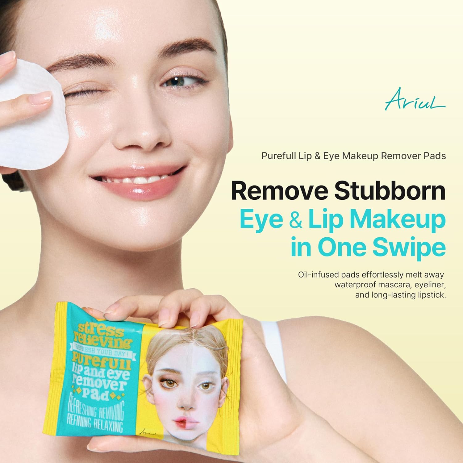 Stress relieving pureful lip and eye remover pad - Ariul / Toallas desmaquillantes