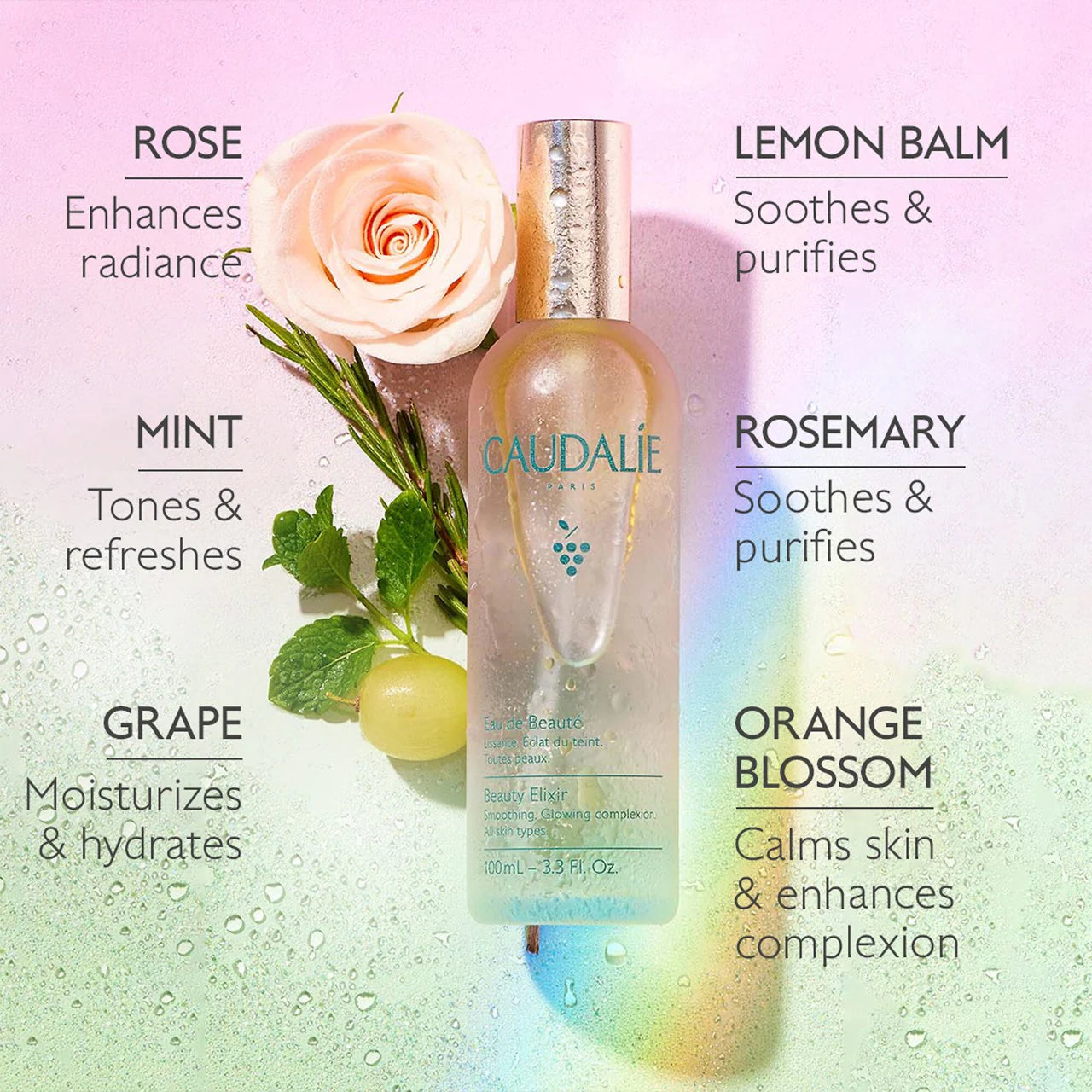 Beauty Elixir Prep, Set, Glow Face Mist - Caudalie / Preparador de piel