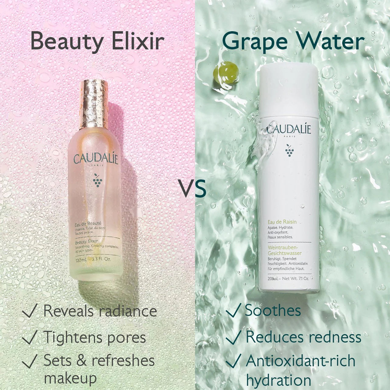 Beauty Elixir Prep, Set, Glow Face Mist - Caudalie / Preparador de piel