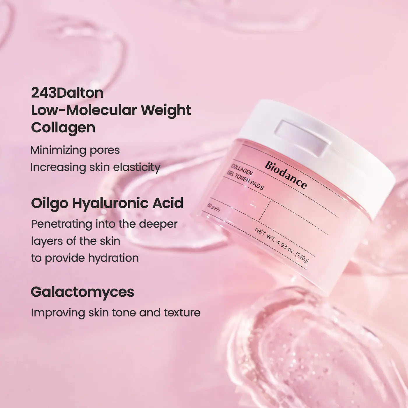 *PREORDEN: Collagen Gel Toner Pads for Pore Minimizing & Firming Care - Biodance  / Pads de colágeno