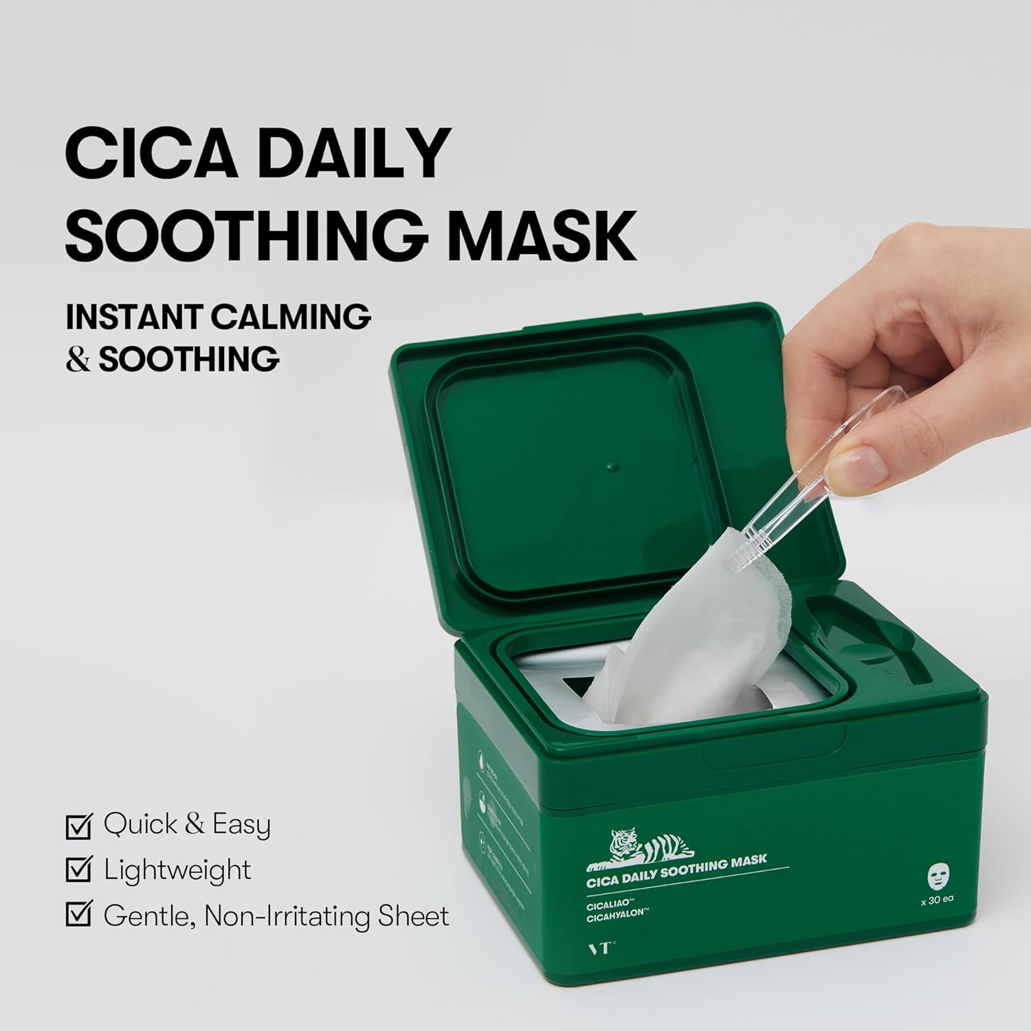 PREORDEN: CICA Daily Soothing Mask (30 pz) / VT COSMETICS – Mascarilla facial coreana calmante e hidratante con centella asiática