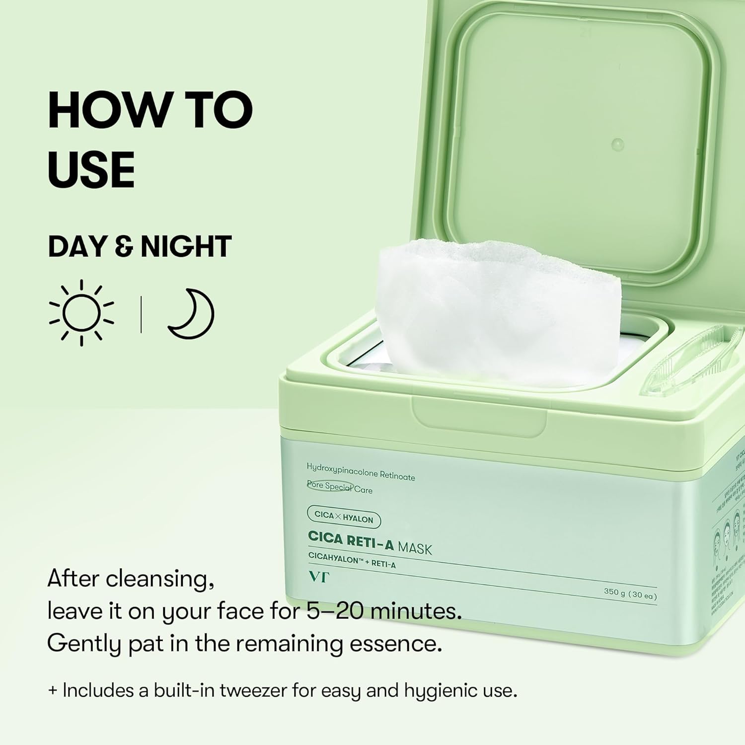 *PREORDEN: CICA Reti-A Daily Mask (30 pz) / VT COSMETICS - Mascarilla coreana diaria que cierra y reafirma los poros para textura de piel suave