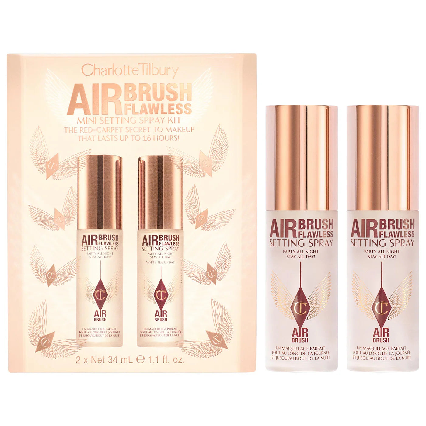 *PREORDEN: Mini Airbrush Flawless Setting Spray Duo Gift Set - Charlotte Tilbury / Set 2 pzas fijador de maquillaje