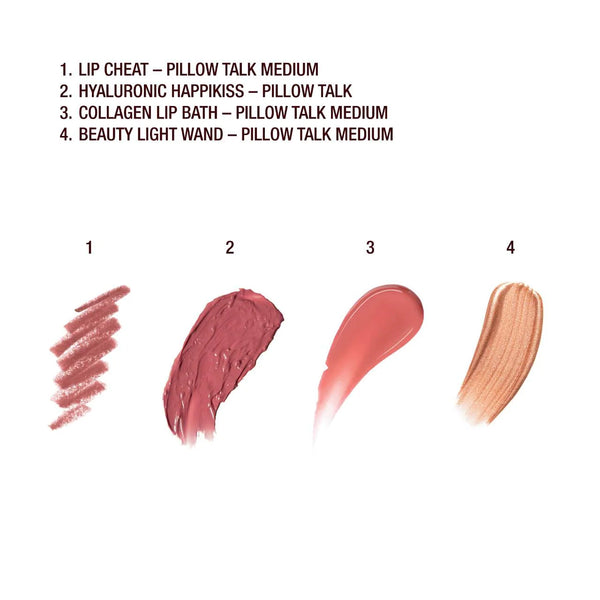 Pillow Talk Iconic Lip and Cheek Secrets Set - Charlotte Tilbury / Set 4 pzas labios y mejillas