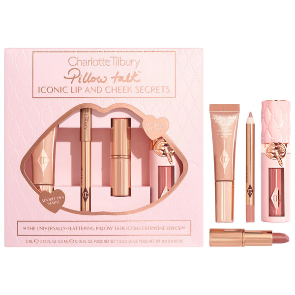 Pillow Talk Lip & Cheek Secrets Set - Charlotte Tilbury / Kit de 4 piezas para labios y mejillas