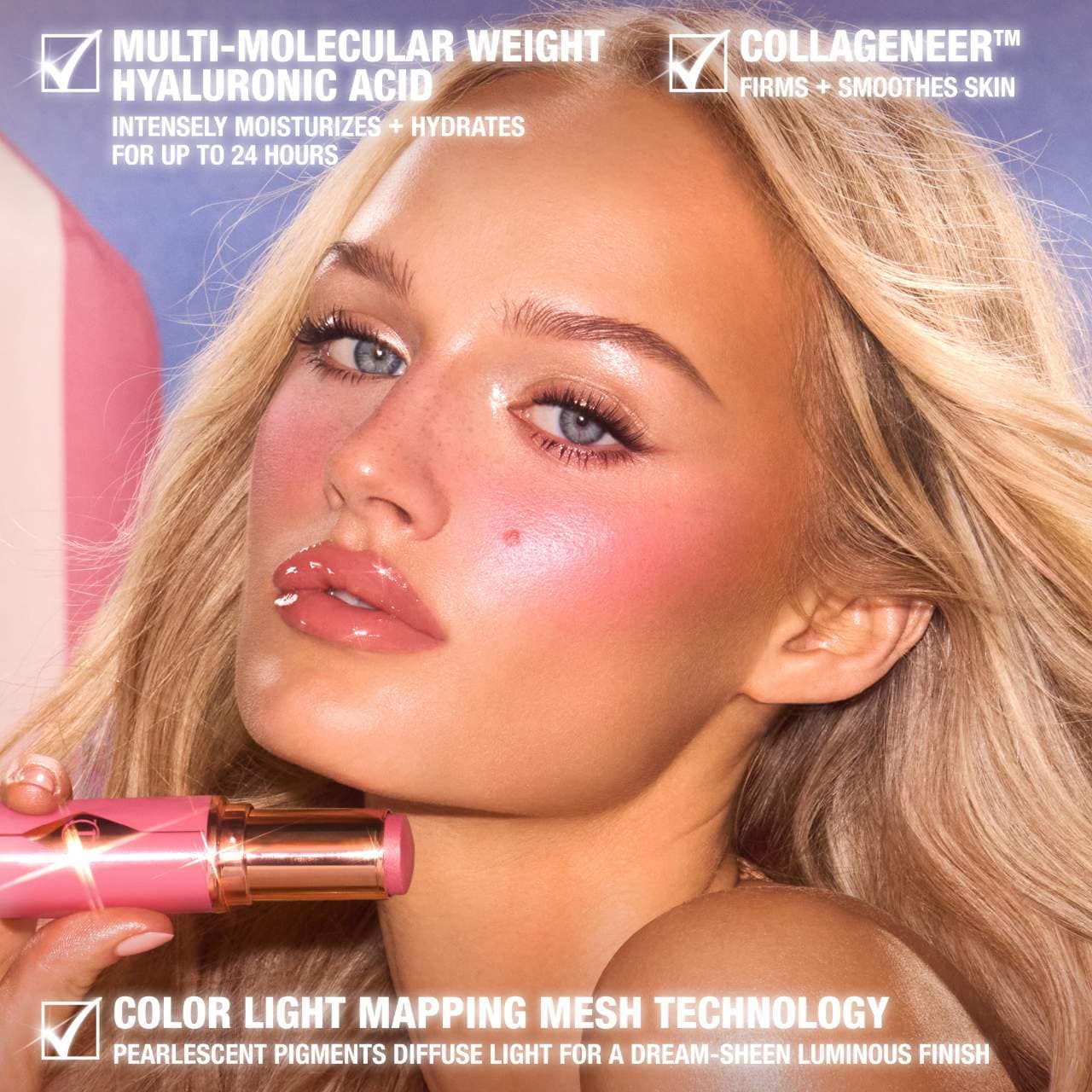 *PREORDEN: Unreal Lip + Cheek Glow Blush Stick with Hyaluronic Acid - Charlotte Tilbury / Rubor hidratante en barra