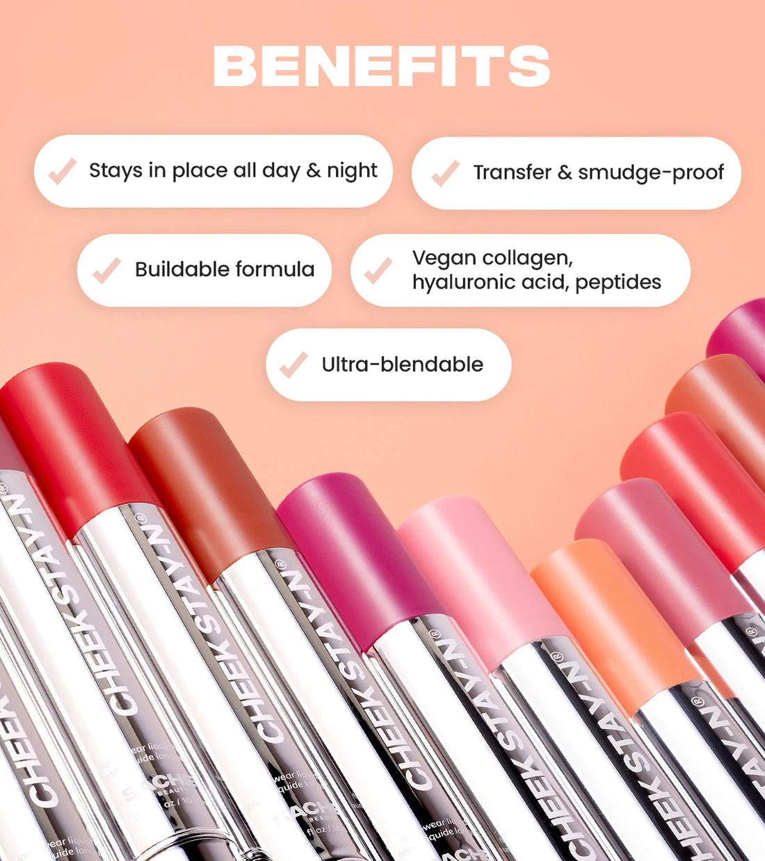 Cheek STAY-N® All-day Liquid Blush -  SACHEU  / Rubor liquido de larga duración