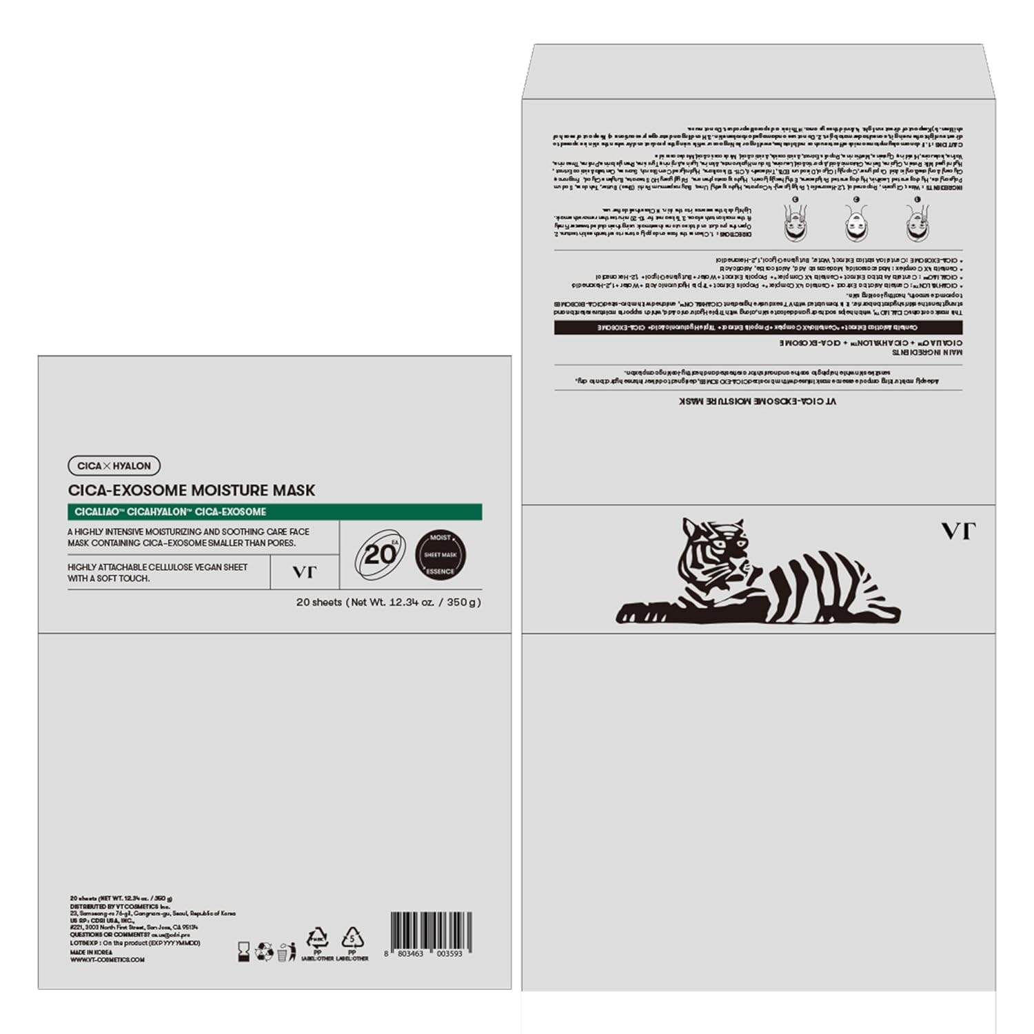 *PREORDEN: Cica-Exosome Moisture Mask (20 pz) / VT COSMETICS – Mascarilla facial coreana hidratante y calmante con exosomas