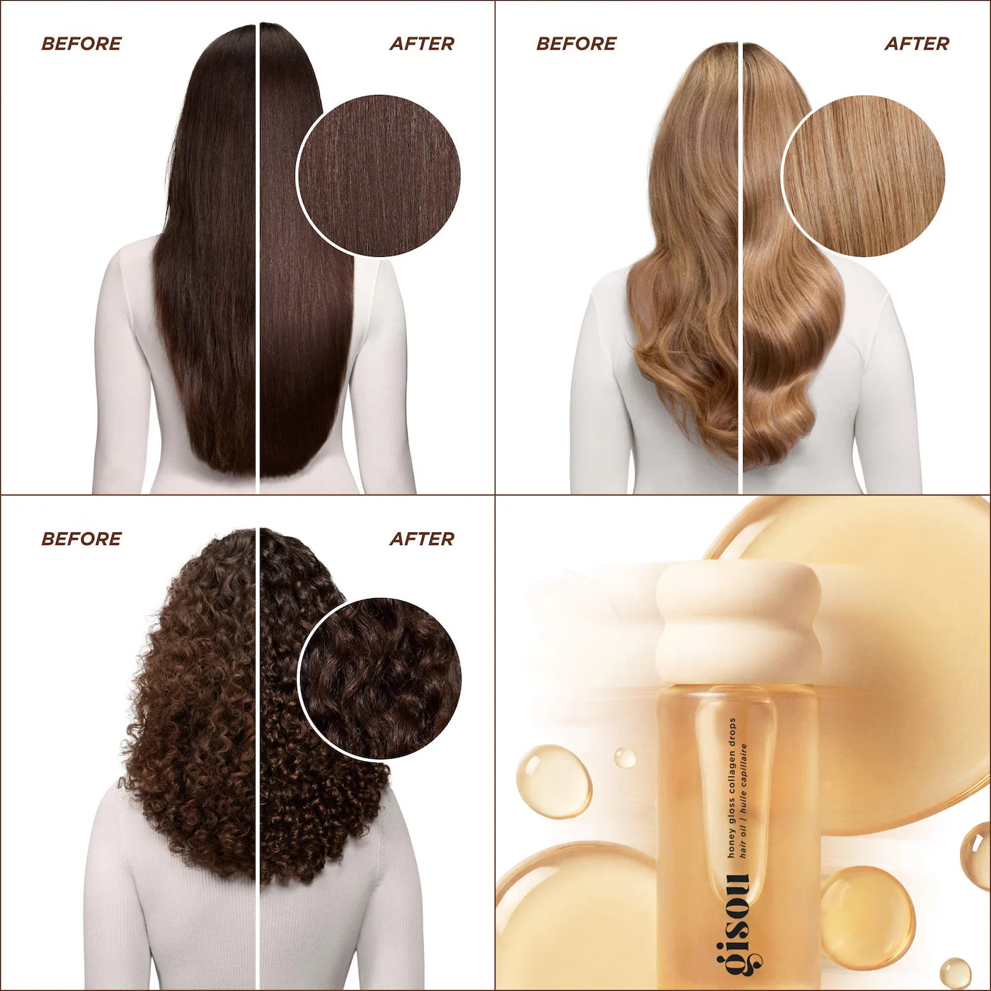 *PREORDEN: Honey Gloss Collagen Drops Hair Oil for Fine to Medium Hair - Gisou / Aceite para el cabello con  colágeno