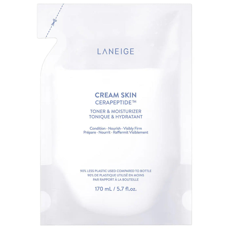 *PREORDEN: Cream Skin Refillable Toner & Moisturizer with Ceramides and Peptides - LANEIGE / Crema-Tónico lechosa para una piel radiante e hidratada.