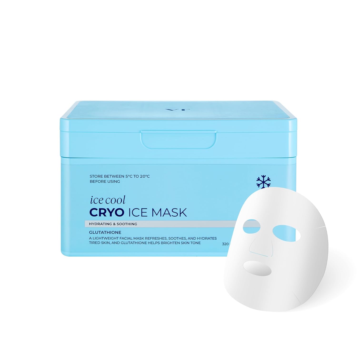 Cryo Ice Cool Mask, 30 Sheets, Cooling & De-Puffing Daily Sheet Mask, Hydrating Korean Face Mask, Xylitol & Hyaluronic Acid, K-Beauty Skincare - VT COSMETICS / Mascarilla facial con ácido hialurónico
