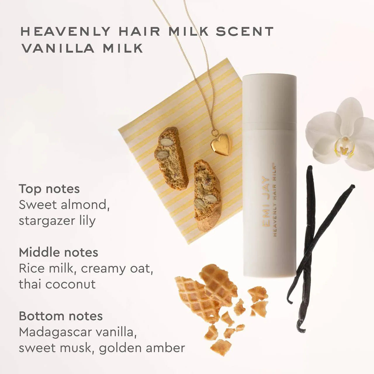 *PREORDEN: Heavenly Hair Milk™ Vanilla Leave-In Conditioner Hair Serum - Emi Jay  / Serum que protege y suaviza tu cabello