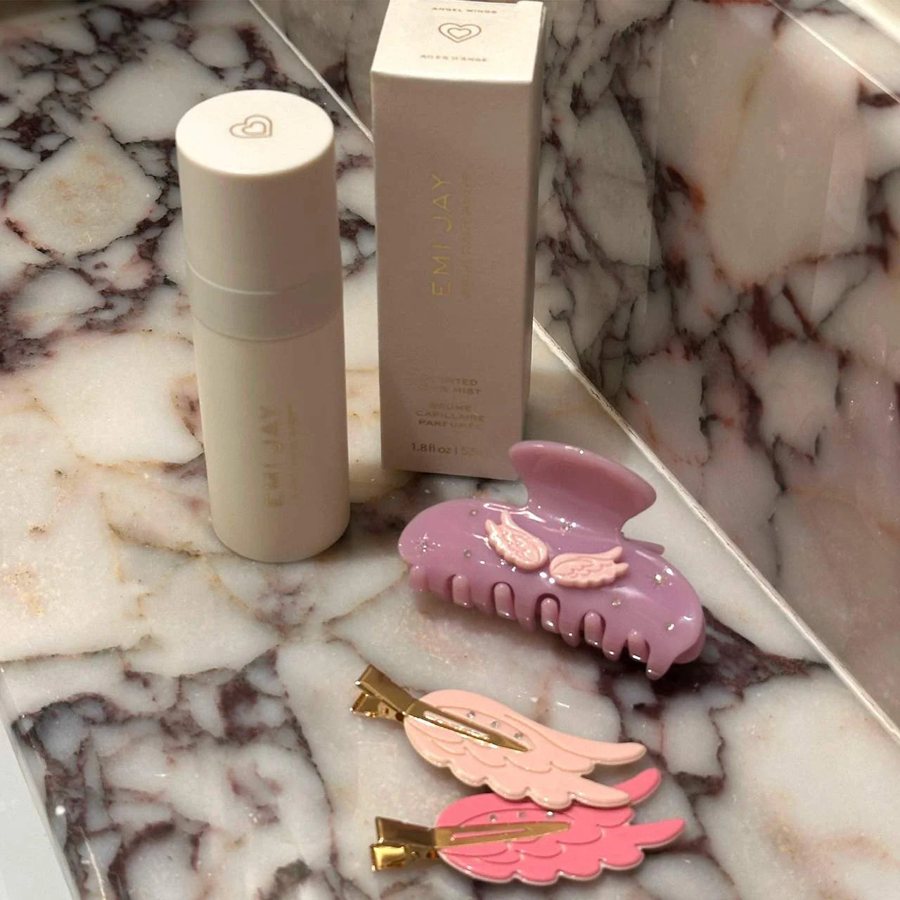 *PREORDEN: Popstar Hair Setting Clips in Pink Aura - Emi Jay / 4 Clips en forma de alas de ángel