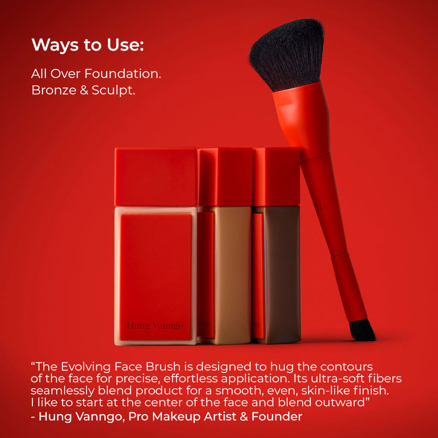 *PREORDEN: The Evolving Face Brush For Complexion - HUNG VANNGO BEAUTY / Brocha doble punta para el rostro