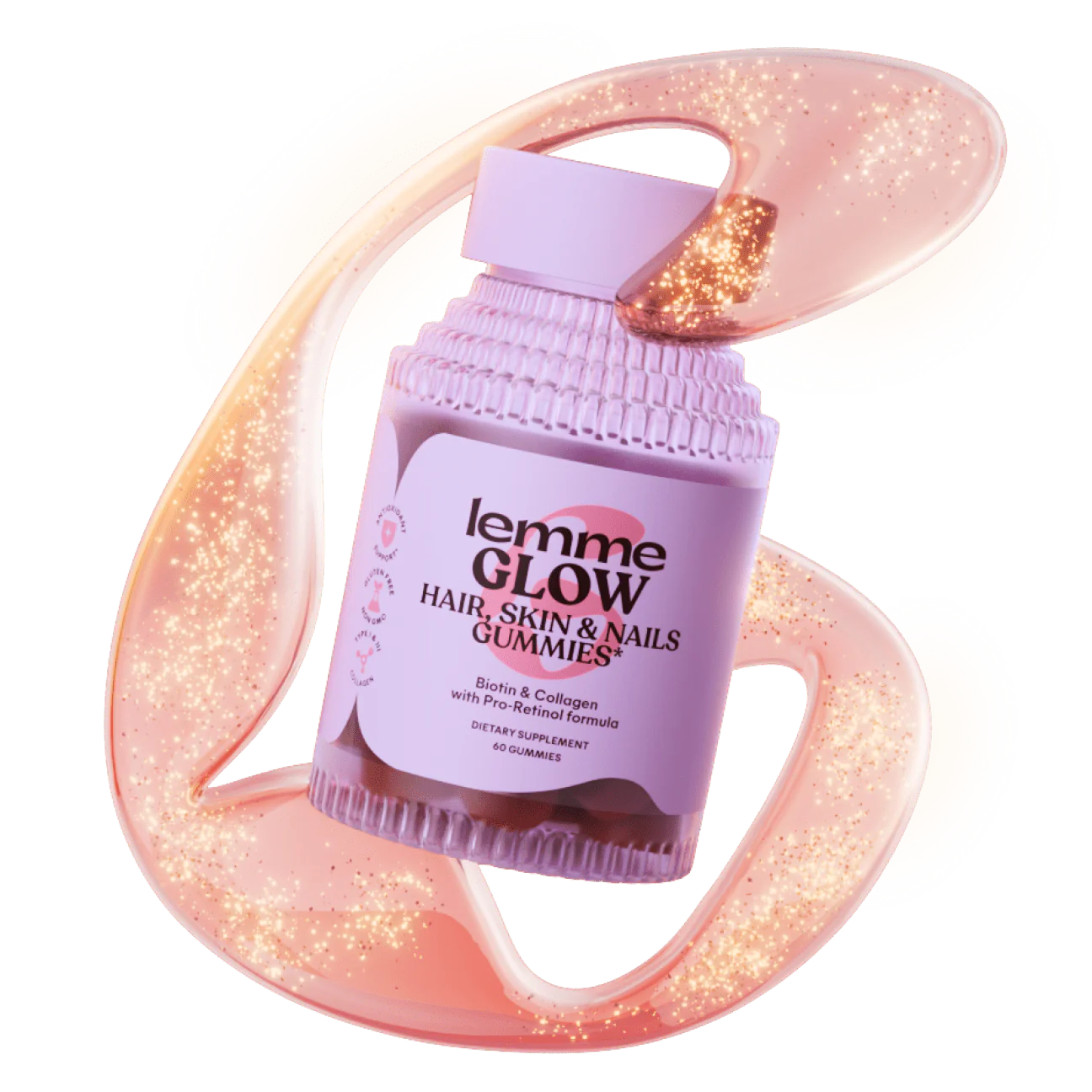 GLOW Hair, Skin & Nails Gummies - lemme / Gomitas para el cabello, piel y uñas