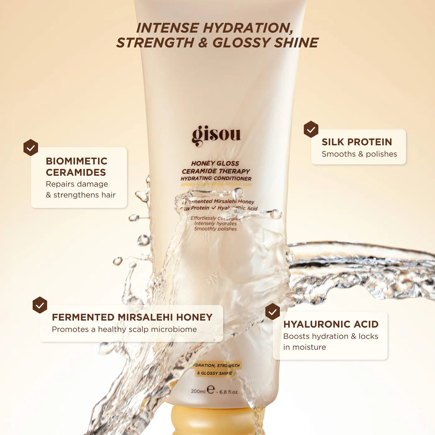 Honey Gloss Ceramide Therapy Hydrating Shampoo & Conditioner Duo - Gisou / Set de shampoo y acondicionador