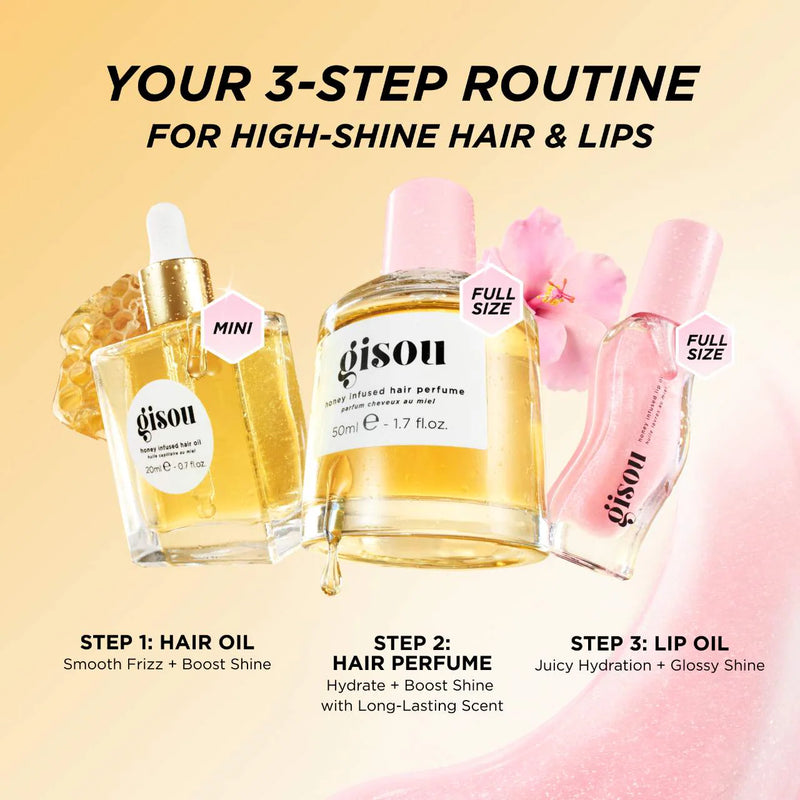 Honey Gloss Hydration Trio Set - Gisou / Set de cuidado del cabello y labios
