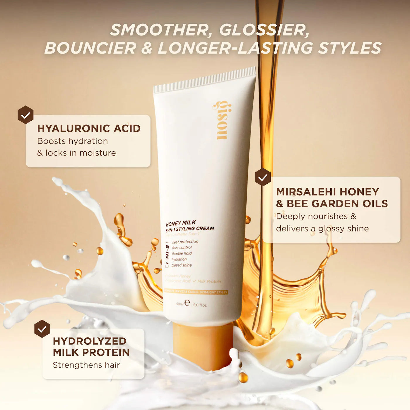 *PREORDEN: Honey Milk 5-in-1 Styling Cream - Gisou / Crema hidratante antifrizz con protección al calor