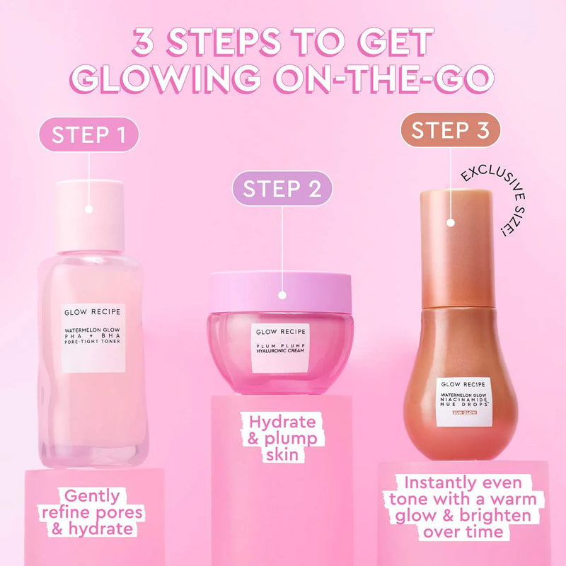 *PREORDEN: Get Glowing With Me™ Kit by Katie Fang with Hue Drops Tinted Serum - Glow recipe / Kit de productos esenciales