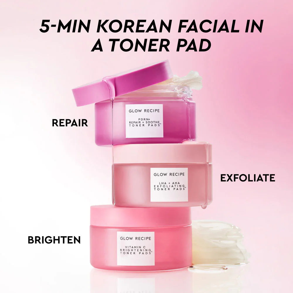 *PREORDEN: Korean Toner Pad Skin Care Kit for Pores, Dark Spots, and Skin Barrier Repair - Glow Recipe / Set de cuidado facial coreano