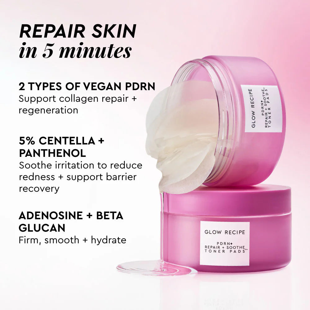 *PREORDEN: Korean Toner Pad Skin Care Kit for Pores, Dark Spots, and Skin Barrier Repair - Glow Recipe / Set de cuidado facial coreano