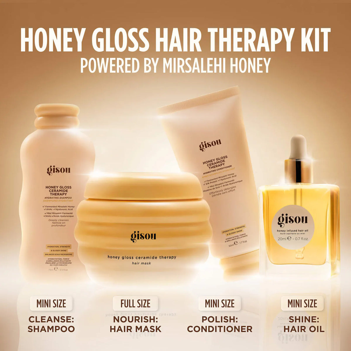 *PREORDEN: Honey Gloss Hair Therapy Set - Gisou / Set de cuidado del cabello