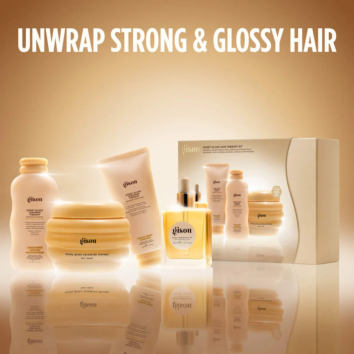 *PREORDEN: Honey Gloss Hair Therapy Set - Gisou / Set de cuidado del cabello