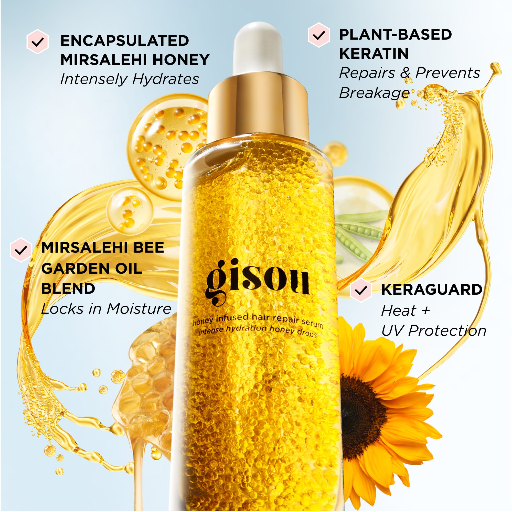 *PREORDEN: Honey Infused Hair Repair Serum 30 mL - Gisou / Suero reparador de cabello