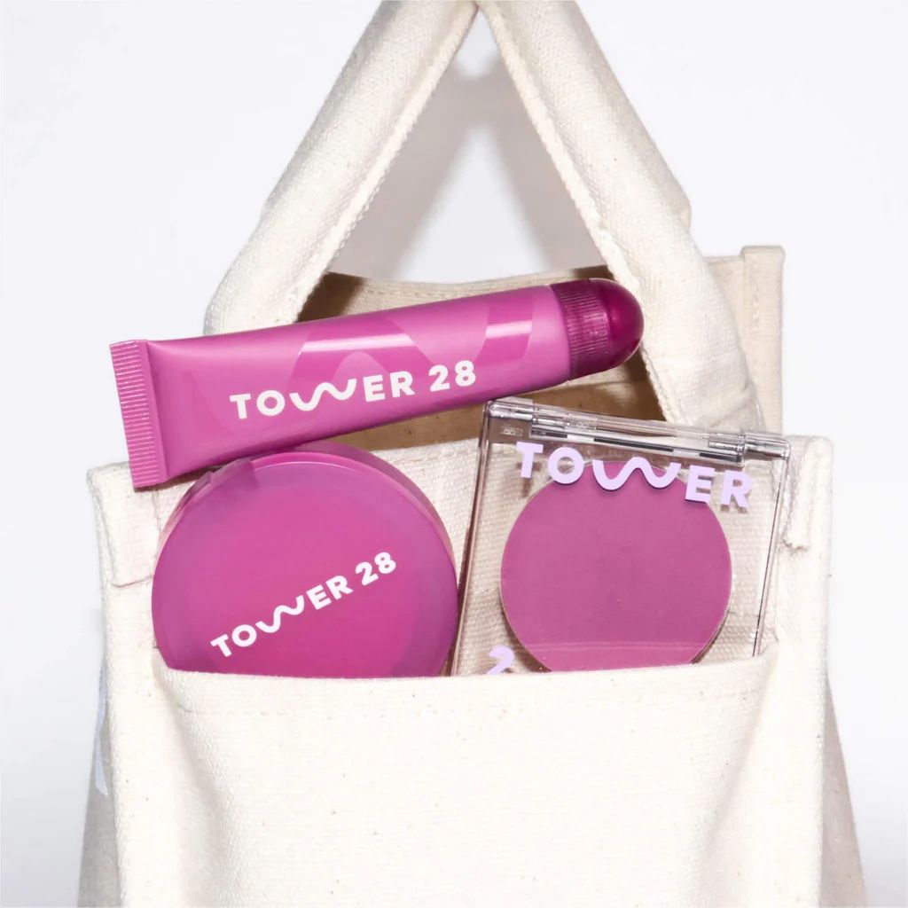 The Birthday Bundle - Tower 28 Beauty / Set 3 pzas labios y mejillas + Bolsa