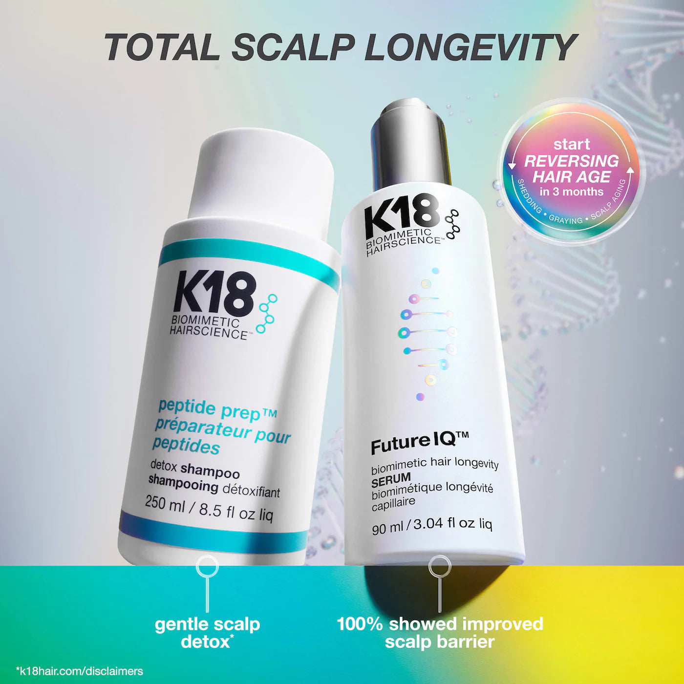 *PREORDEN: FutureIQ™ Hair Longevity Serum for Graying, Thinning, & Scalp Aging - K18 Biomimetic Hairscience / Sérum Nocturno para Canas y Caída del Cabello