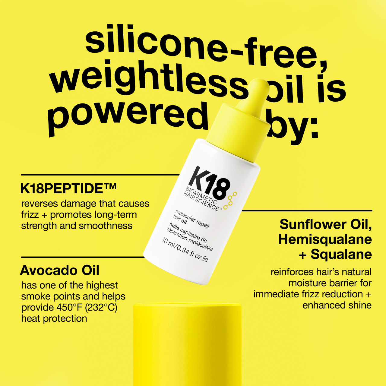 Molecular Repair Hair Oil - K18 Biomimetic Hairscience / Aceite liviano reparador