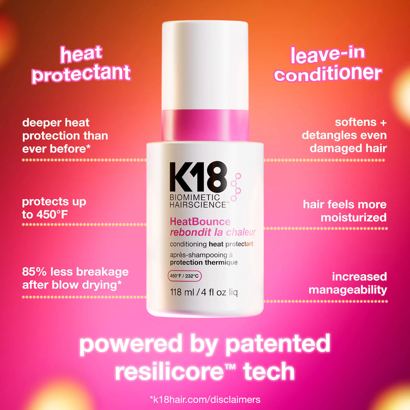 *PREORDEN: HeatBounce™ Leave-In Conditioner Heat Protectant - K18 Biomimetic Hairscience / Acondicionador sin enjuage