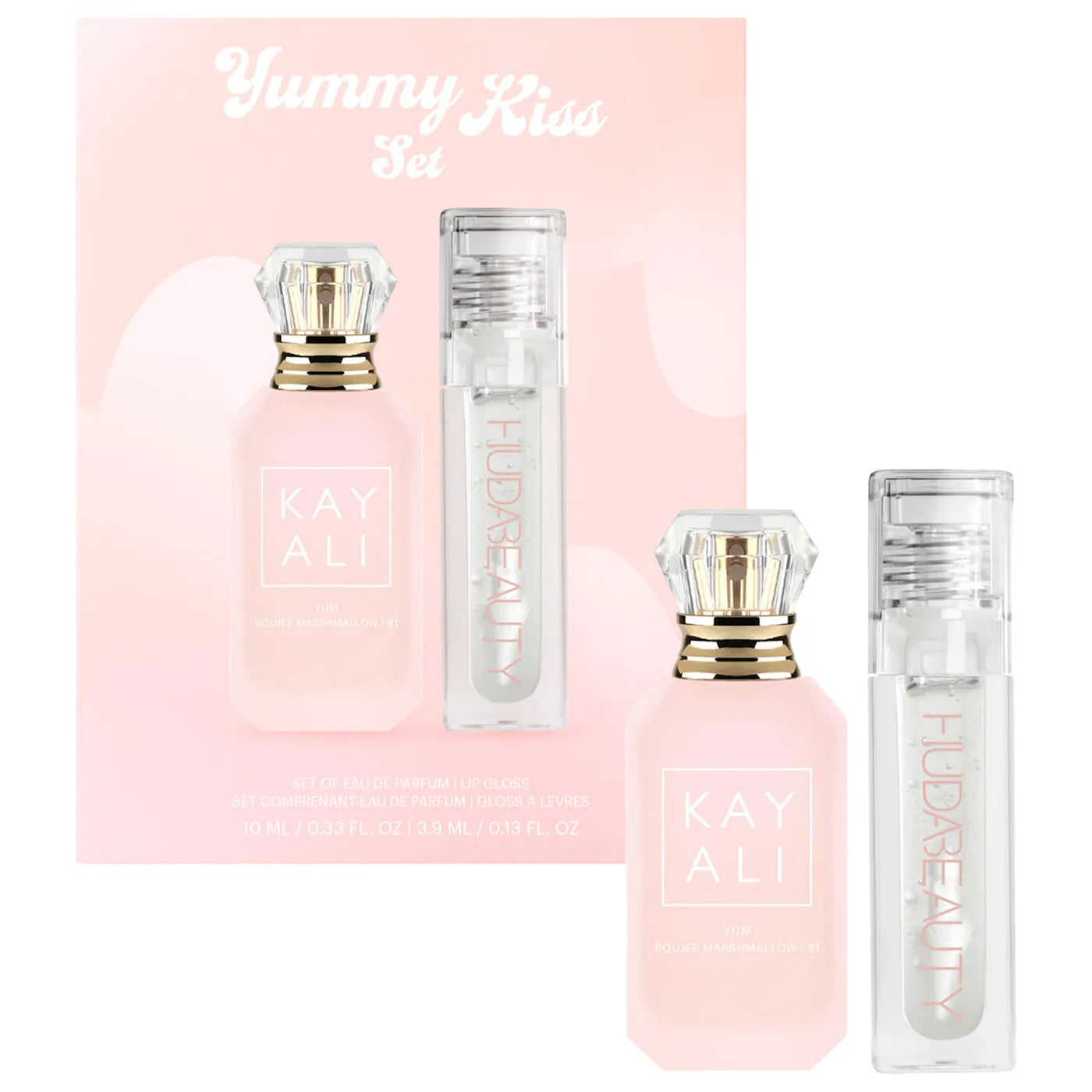 YUMMY KISS SET - Yum Marshmallow + Faux Filter Gloss Glassy - Kayali / Set 2 pzas perfume + gloss