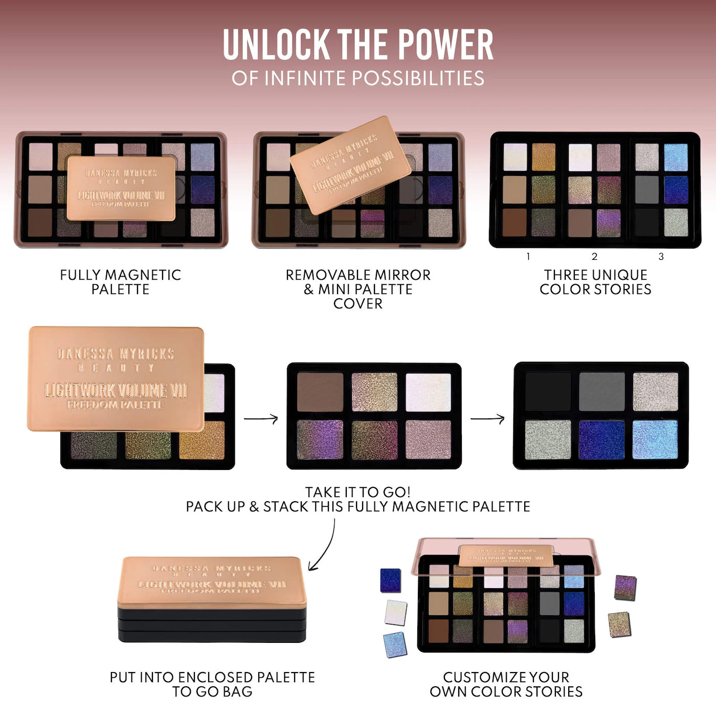 *PREORDEN: LIGHTWORK VII The Freedom Makeup Palette: Magnetic, Customizable, Stackable Palette with Illuminating Pigments for Eyes, Face & Lips - Danessa Myricks Beauty / Paleta multiuso para rostro completo (Copia)