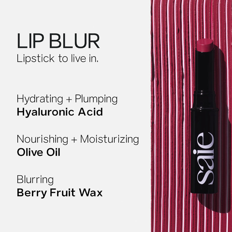 Lip Blur Soft-Matte Hydrating Lipstick with Hyaluronic Acid - Saie / Labial mate hidratante