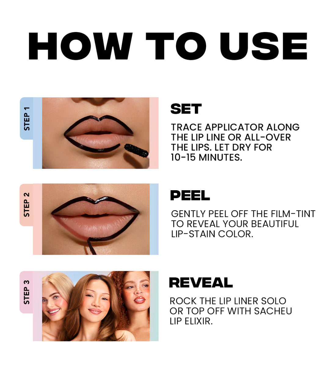 LIP LINER STAY-N® -  SACHEU  / delineador de labios peel off, larga duración