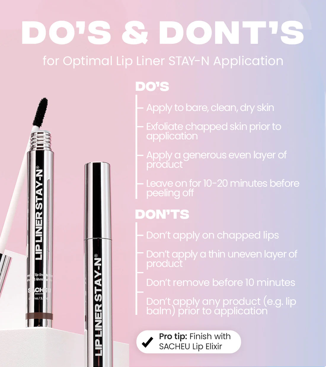 LIP LINER STAY-N® -  SACHEU  / delineador de labios peel off, larga duración