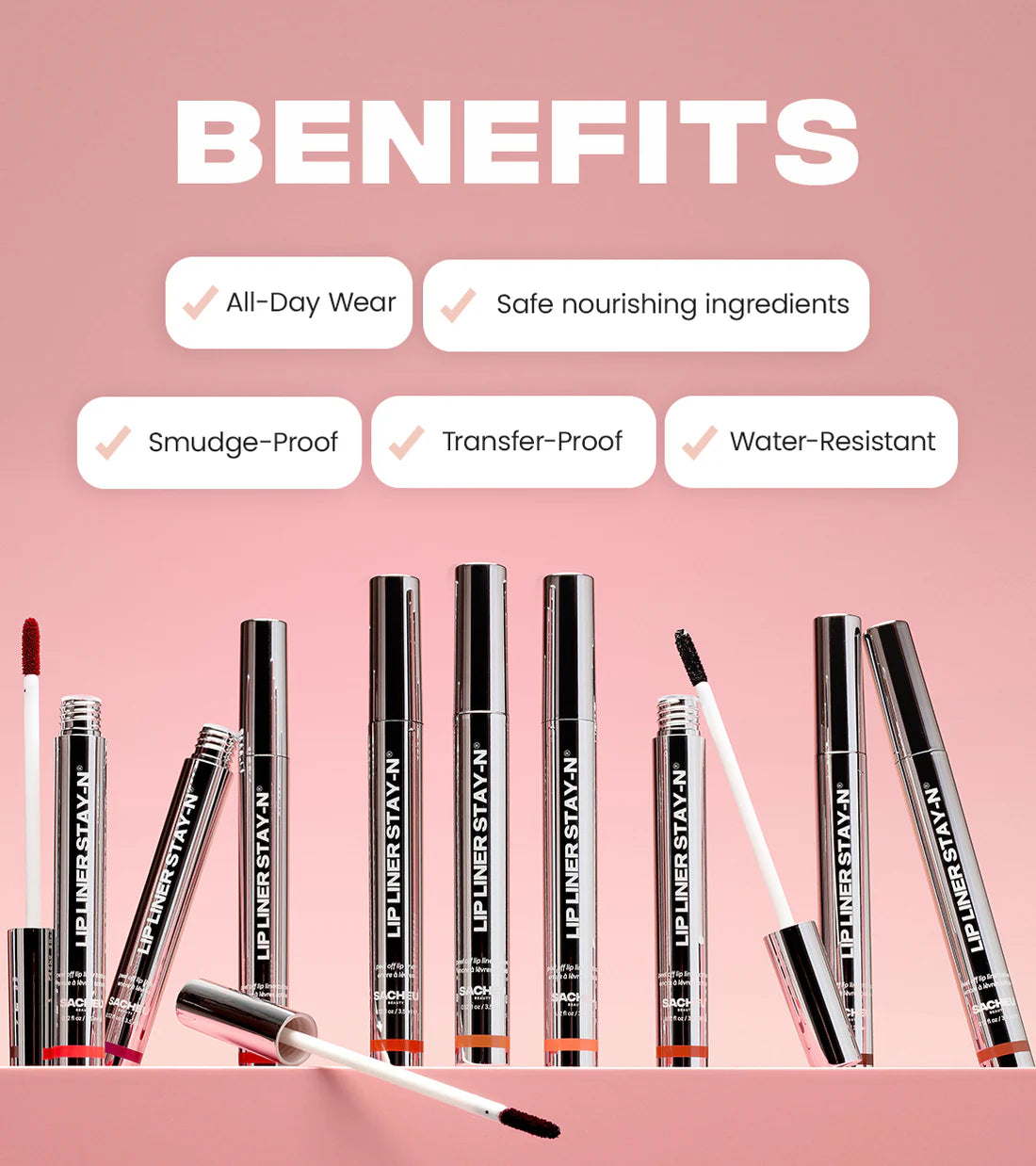LIP LINER STAY-N® -  SACHEU  / delineador de labios peel off, larga duración