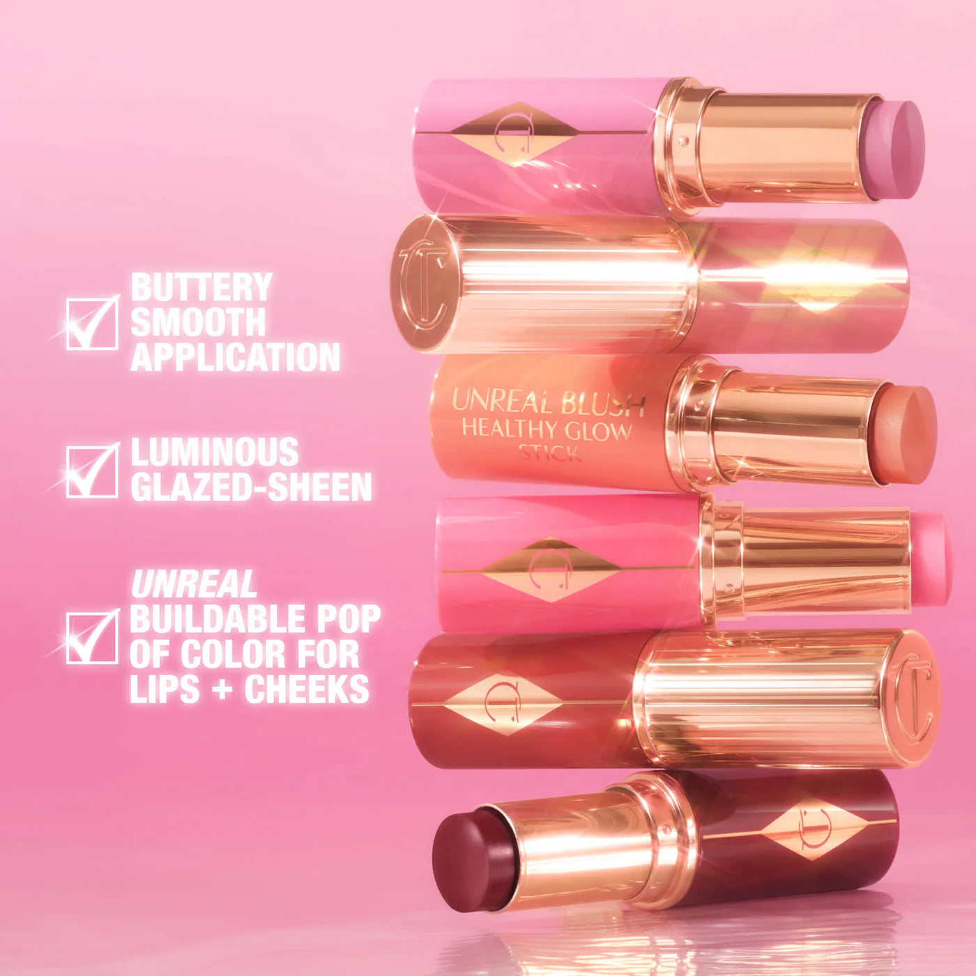 *PREORDEN: MINI Unreal Lip + Cheek Glow Blush Stick with Hyaluronic Acid -  Charlotte Tilbury / Rubor en Barra para Labios y Mejillas