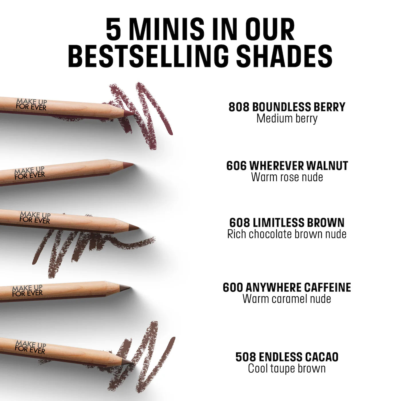 *PREORDEN: Mini Artist Color Lip Pencils Set - MAKE UP FOR EVER / Set 5 pzas Mini Lápiz para cejas, ojos y labios