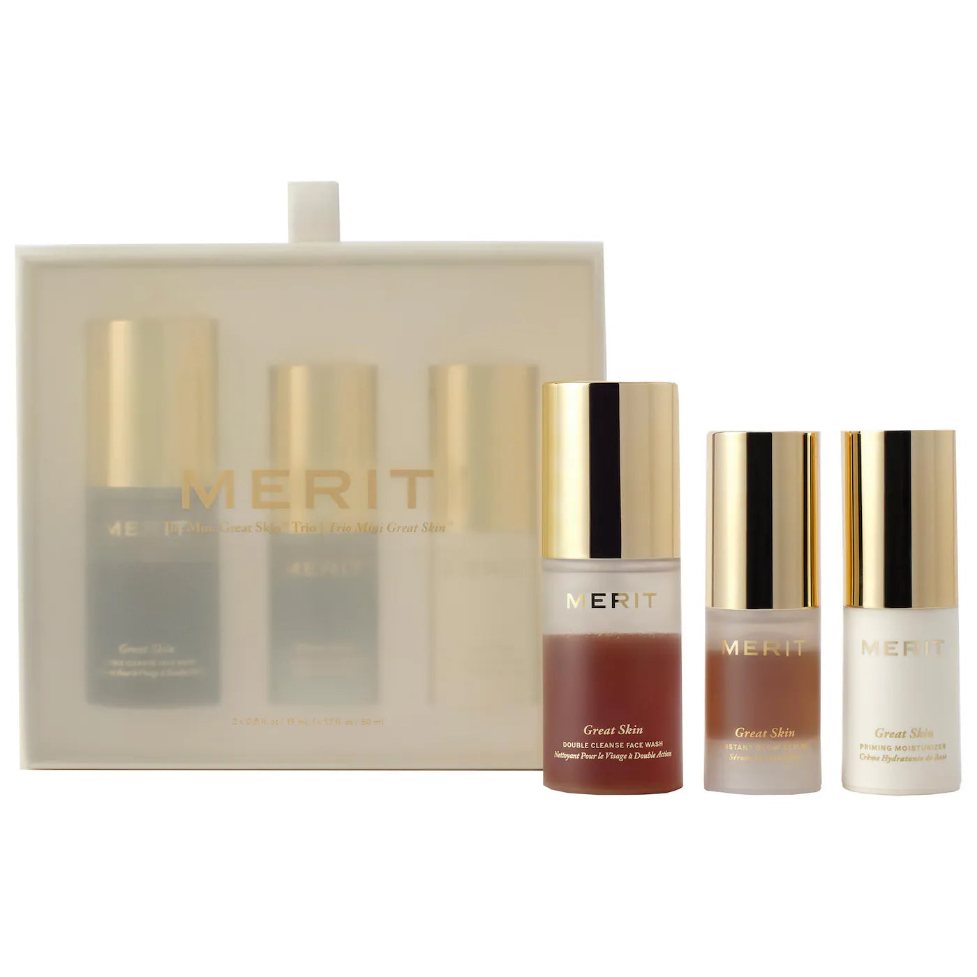 *PROXIMAMENTE: Mini Great Skin Skincare Essentials Gift Set - Merit / Set 3 pzas cuidado de la piel