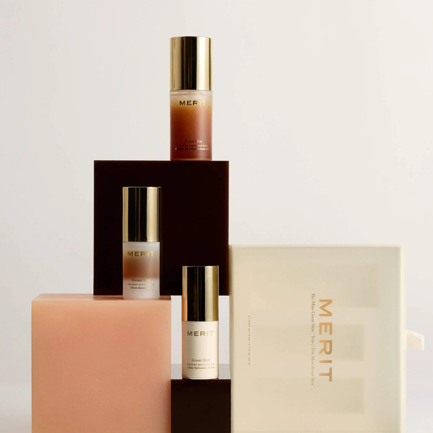 *PROXIMAMENTE: Mini Great Skin Skincare Essentials Gift Set - Merit / Set 3 pzas cuidado de la piel